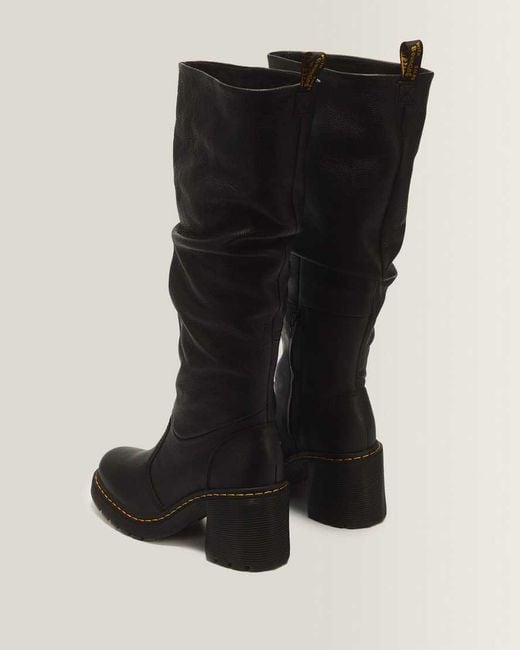 Dr. Martens Black Kasey Virginia Leather Knee High Heeled Boots