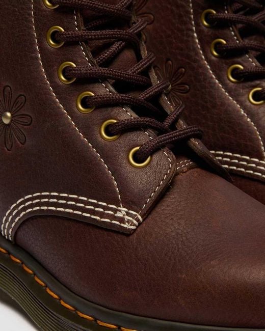 Dr. Martens Brown 1460 Pascal Flower Grizzly Leather Boots