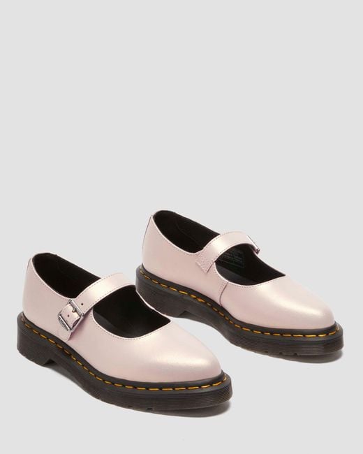 Dr. Martens Pink Elphie Ii Iridescent Leather Mary Jane Shoes