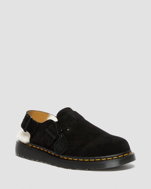 Dr. Martens Jorge Made In England Shearling Slingback Mule in Black | Lyst