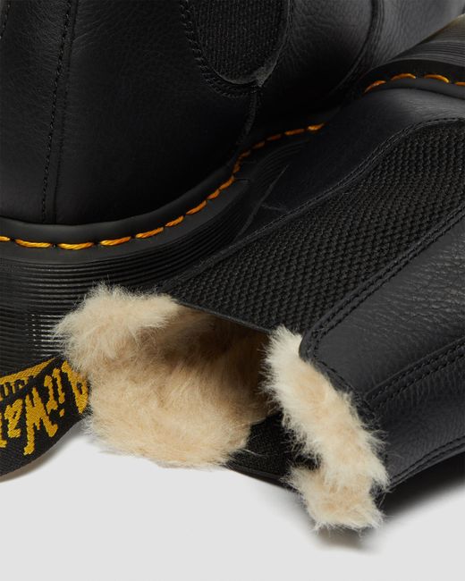 Dr. Martens 2976 Quad Imitatiebont Gevoerde Platform Chelsea Laarzen Leer Schoenen in het Black