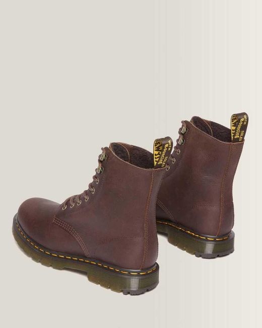 Dr. Martens Brown 1460 Pascal Fleece Lined Leather Wintergrip Boots for men