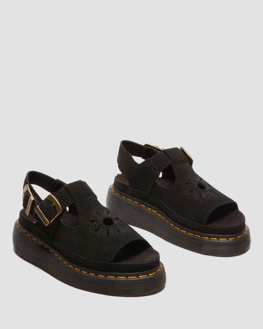 Dr. Martens Suède Dunnet Flower Buttersoft Leren Sandalenen in het Black