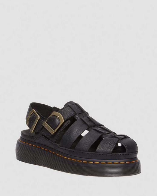 Dr. Martens Black Wrenlie Leather Fisherman Sandals for men