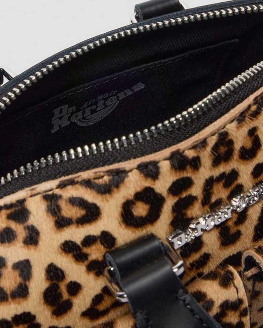 Dr. Martens Black Leather Mini Top Handle Leopard Print Bag
