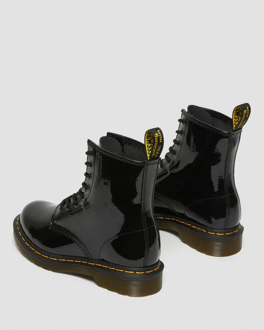 Dr. Martens 1460 Patent Leather Lace Up Boots In Black Lucido/patent Lamper