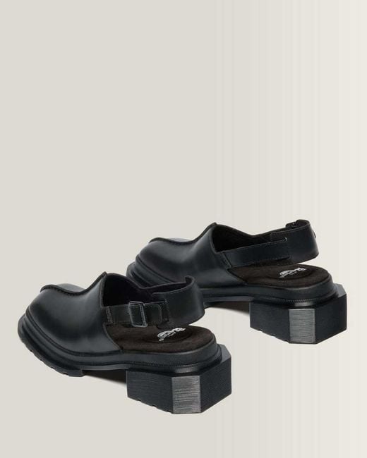 Dr. Martens Black Maybole Square Toe Leather Mules