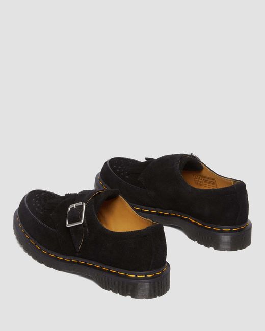 Dr. Martens Black Ramsey Suede Kiltie Buckle Creepers Shoes for men