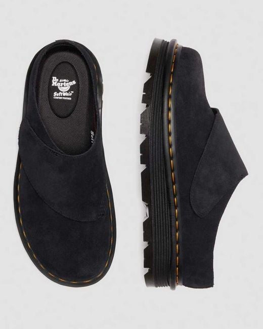 Dr. Martens Black Zebzag Anywair Suede Mules
