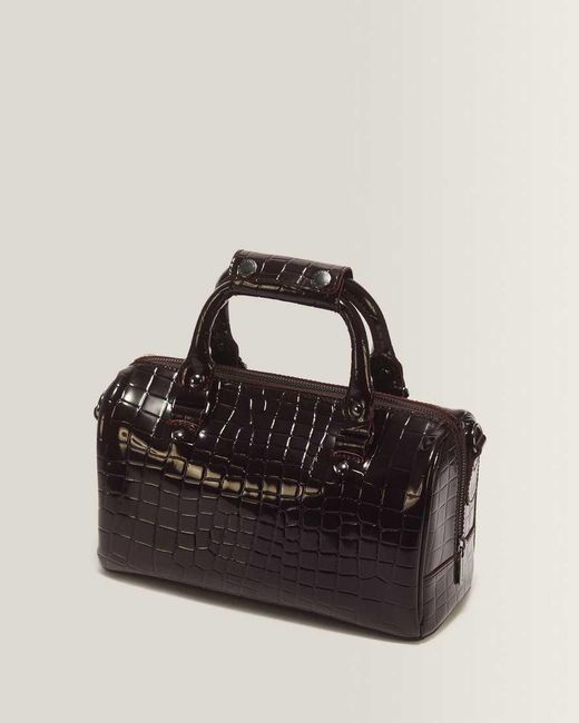 Dr. Martens Black Top Handle Croc Emboss Leather Bag