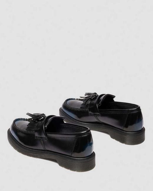 Dr. Martens Black Adrian Tassel Arcadia Rub Off Leather Loafers for men