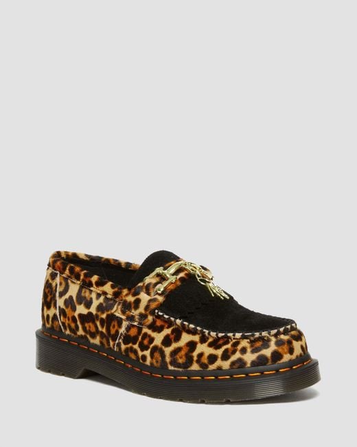 Dr. Martens Multicolor Adrian Hair-on Leopard Print Snaffle Loafers