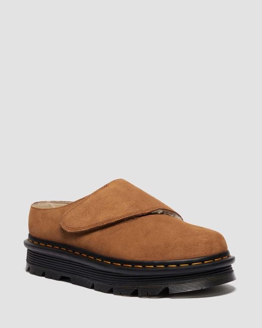 Dr. Martens Brown Zebzag Anywair Warm Lined Suede Mules