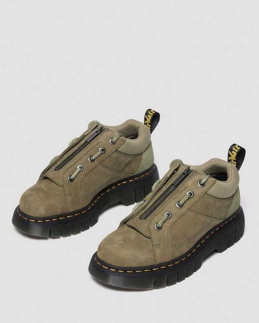 Dr. Martens Green Woodard Tumbled Nubuck Leather Zip Shoes for men