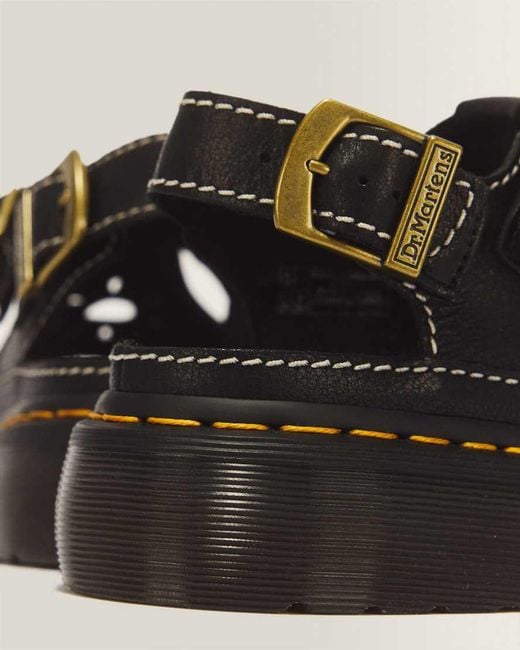 Dr. Martens Black Dunnet Flower Full Grain Leather Sandals