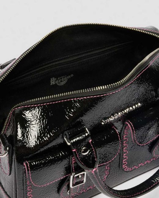 Dr. Martens Black Top Handle Distressed Patent Leather Bag