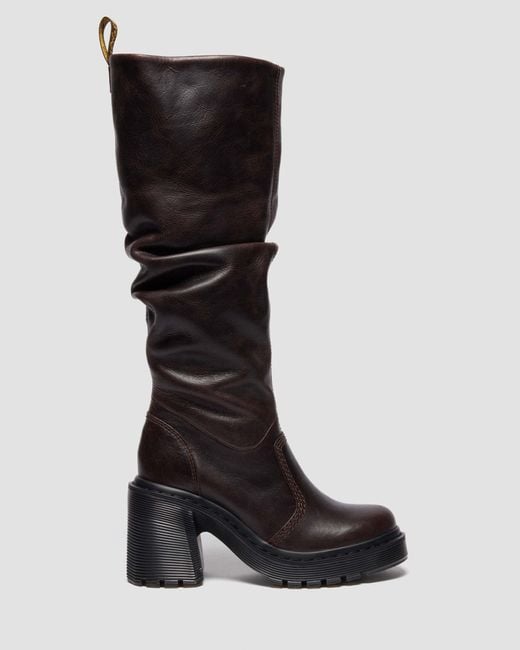 Dr. Martens Black Kasey Kinsley Leather Knee High Heeled Boots