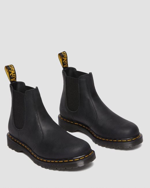 Dr. Martens Black 2976 Waxed Full Grain Leather Chelsea Boots
