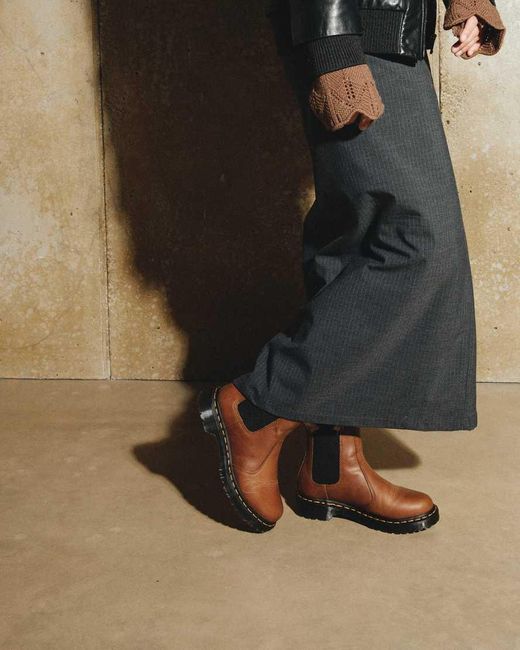 Dr. Martens Brown 2976 Leonore Faux Fur-Lined Chelsea Boots