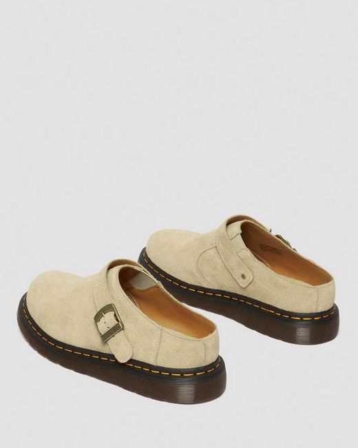 Dr. Martens White Isham Desert Oasis Suede Mules Shoes for men