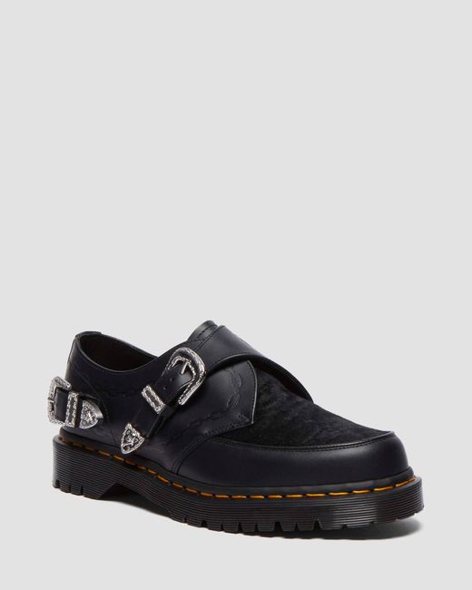 Dr. Martens Black Ramsey Monk The Great Frog Hair On Smooth Leather Creeper Shoes for men