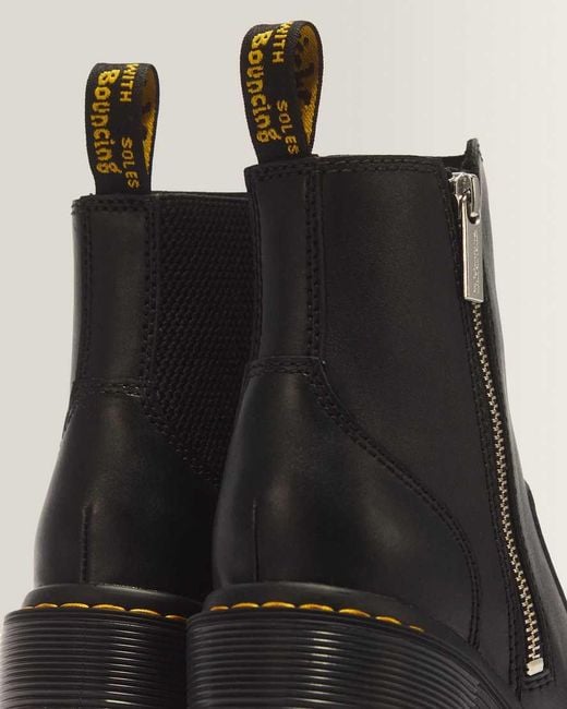 Dr. Martens Black Spence Zip Sendal Leather Heeled Boots