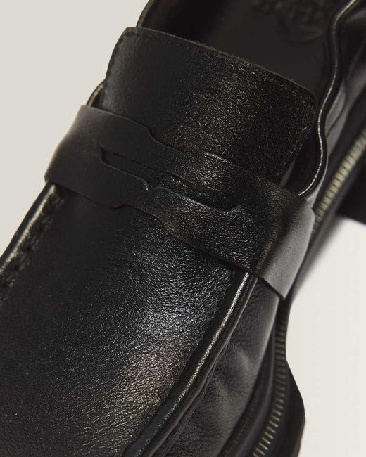 Dr. Martens Black Maybole Square Toe Ruched Leather Loafers