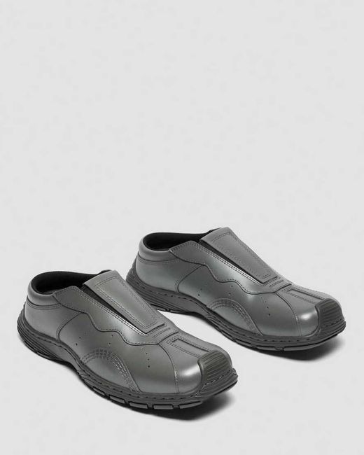 Dr. Martens Gray Aurix Satin Finish Leather Mules Shoes for men