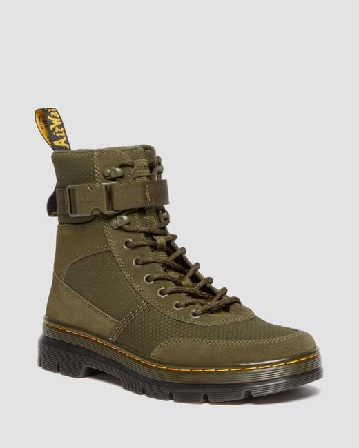 Dr. Martens Green Combs Tech Suede & Nylon Casual Boots for men