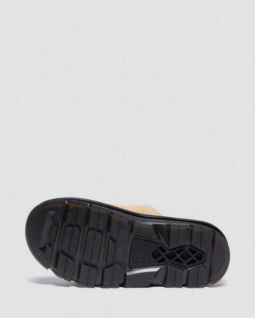Dr. Martens Black Zebzag Suede Platform Slides