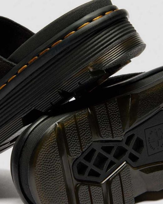 Dr. Martens Black Zebzag Suede Platform Slides
