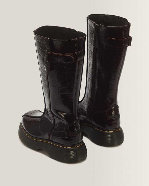 Dr. Martens Black Buzz Hi Croc Emboss Leather Boots