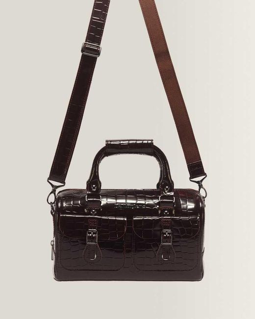 Dr. Martens Black Top Handle Croc Emboss Leather Bag
