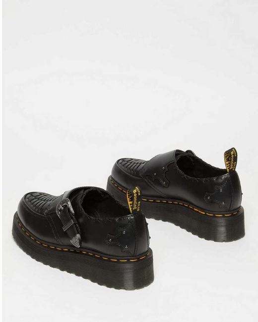 Dr. Martens Black Ramsey Woven Smooth Leather Platform Creepers Shoes for men