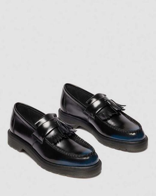 Dr. Martens Black Adrian Tassel Arcadia Rub Off Leather Loafers for men