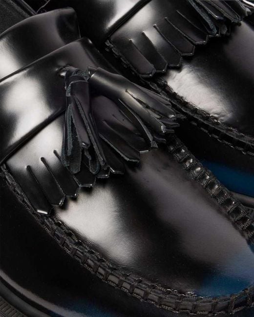 Dr. Martens Black Adrian Tassel Arcadia Rub Off Leather Loafers for men