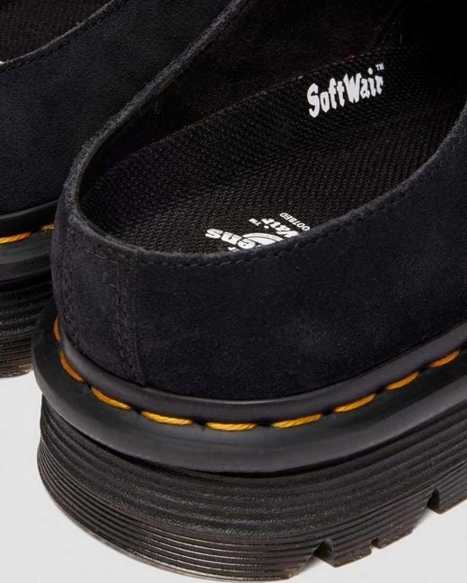 Dr. Martens Black Zebzag Anywair Suede Mules