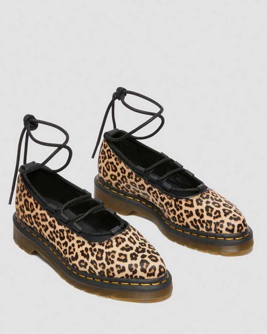 Dr. Martens Black Leather Elphie Ii Leopard Ballet Flats Shoes for men
