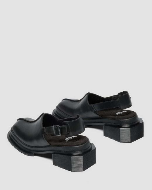 Dr. Martens Black Maybole Square Toe Leather Mules
