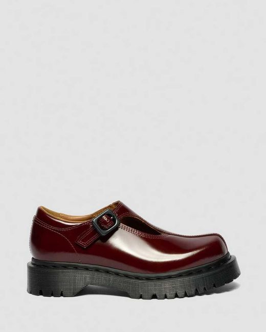 Dr. Martens Brown Rejena Mary Jane Lacquered Leather Shoes
