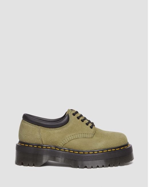 Dr. Martens Green 8053 Tumbled Nubuck Leather Platform Casual Shoes