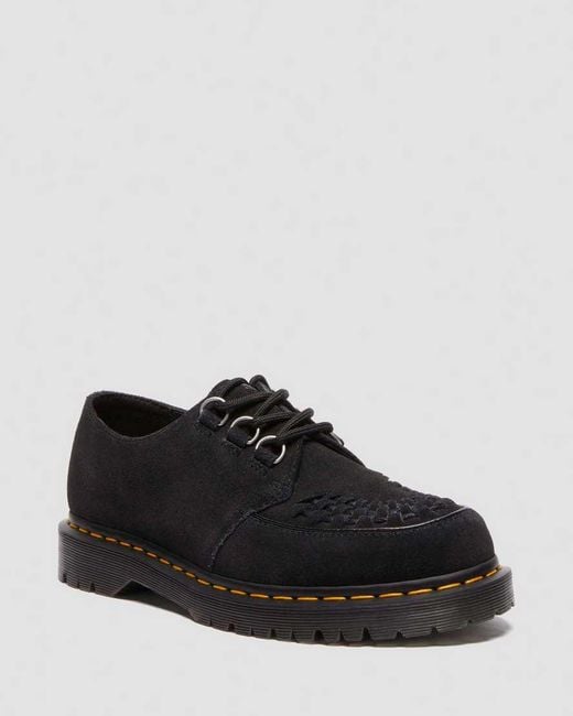 Dr. Martens Black Ramsey Woven Suede Creepers Shoes for men