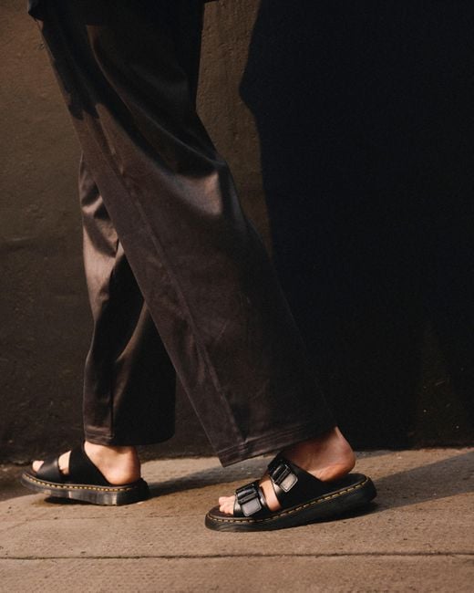 Dr. Martens Josef leder buckle slide sandalen in Black für Herren