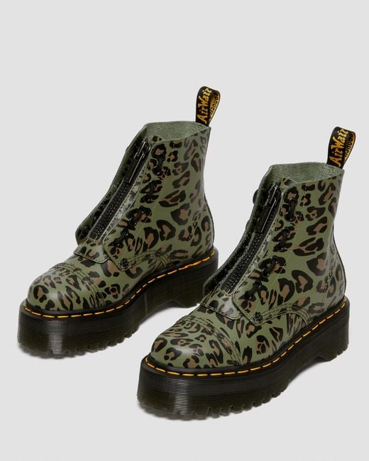 Dr. Martens Sinclair Distorted Leopard Print Platform Boots in Black for  Men | Lyst