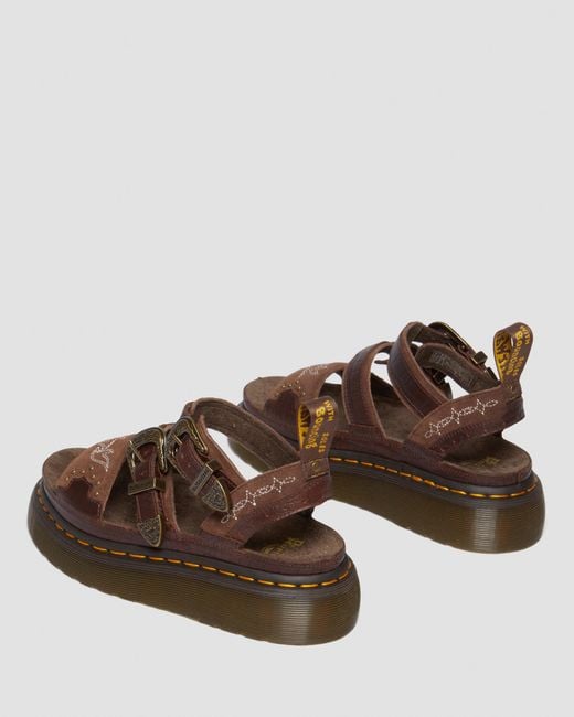 Ante sandalias con plataforma gryphon gothic americana de piel Dr. Martens de color Brown