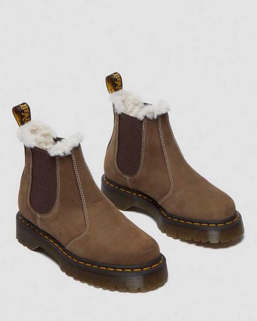 Dr. Martens Brown 2976 Bex Faux Fur-Lined Platform Chelsea Boots