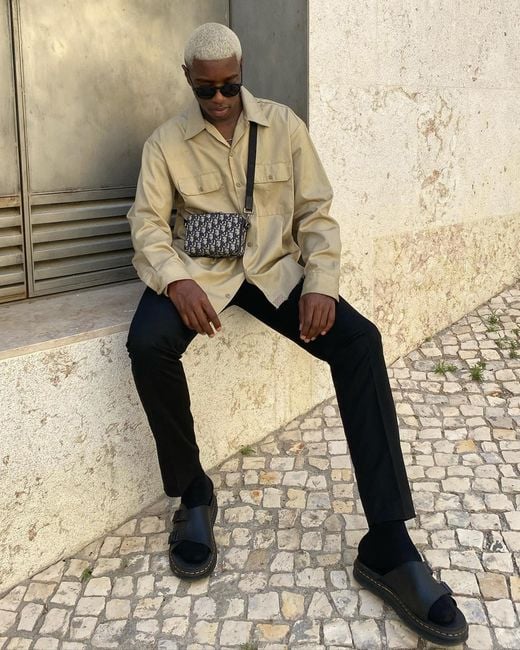 chilton men's leather slide sandals