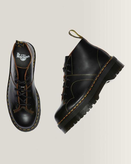 Dr. Martens Black Church Quad Leather Platform Boots