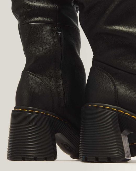Dr. Martens Black Kasey Virginia Leather Knee High Heeled Boots