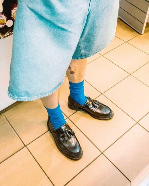 Dr. Martens Black Adrian Tassel Arcadia Rub Off Leather Loafers for men